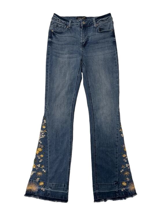 Premium Denim - Ashley Mason Embroidered Flare Leg Jeans Size 7/ 28 Vintage Bohemian